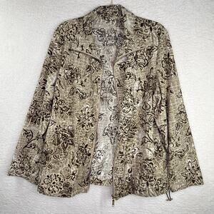 Chicos Zenergy Jacket Womens 3 Floral Print Zip Up Stretch Pockets‎